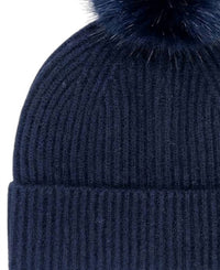 Mitchie'S Matchings - Unisex - Knitted Cashmere Beanie With Fox Pom Pom