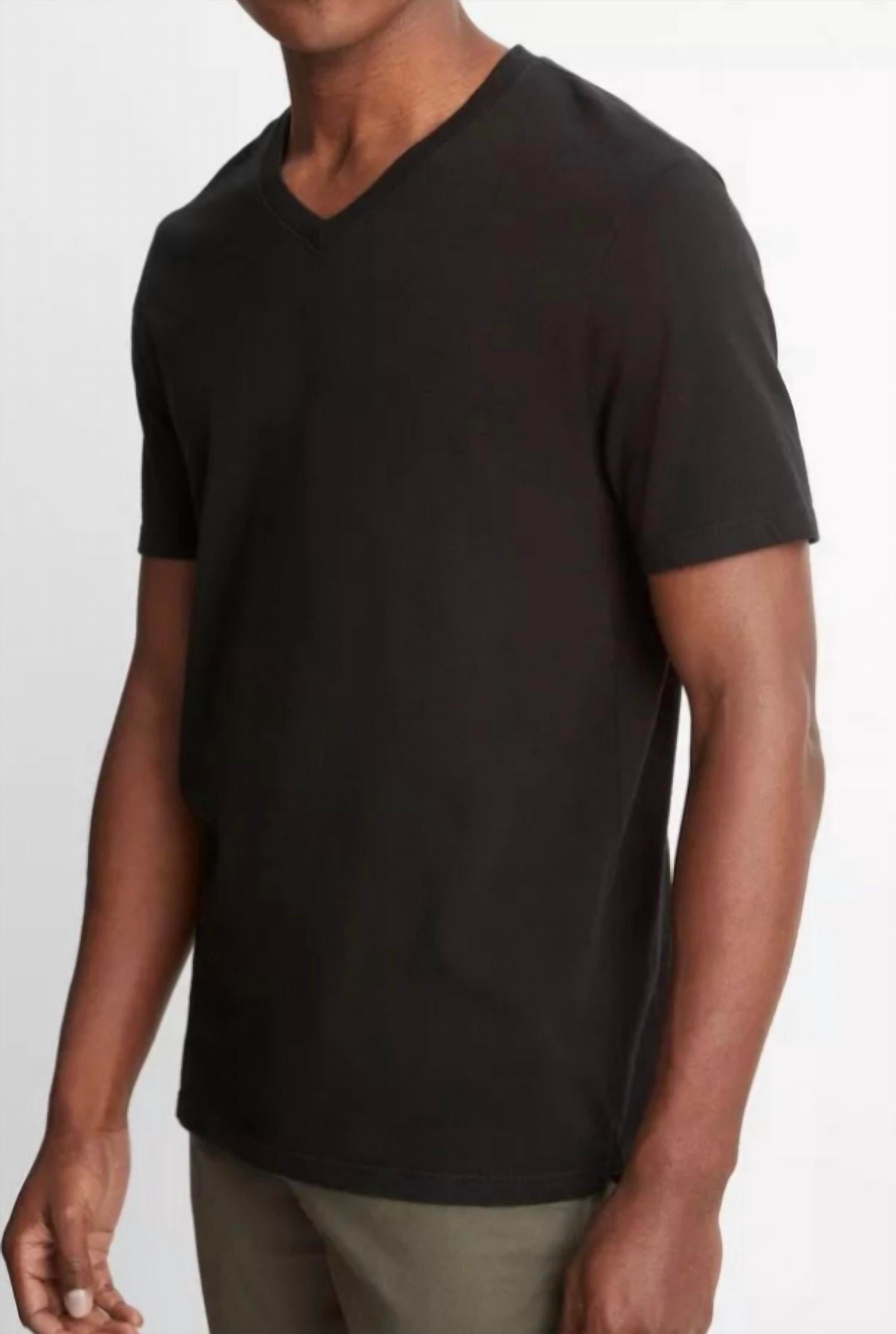 Vince - Garment Dye Short Sleeve V Neck T-shirt