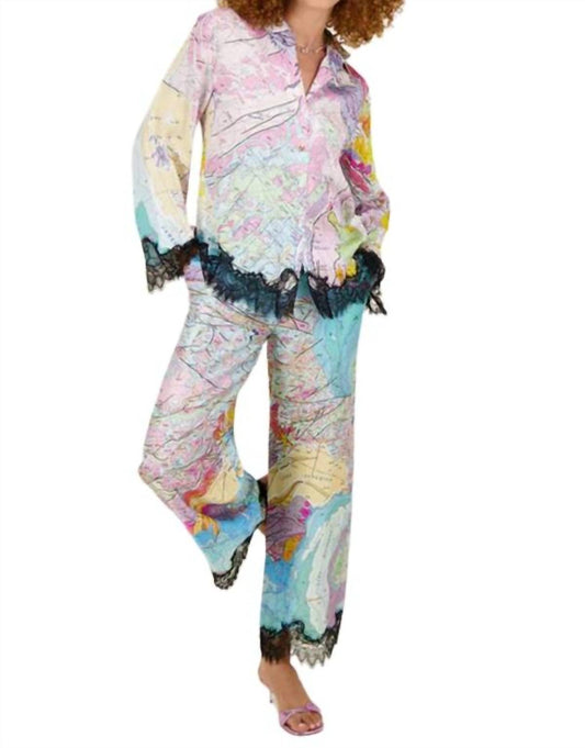 Me369 - Mila Lace Printed Button Down Shirt