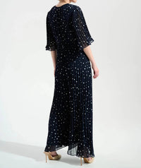 Joseph Ribkoff - Polka Dot Pleated Chiffon Jumpsuit