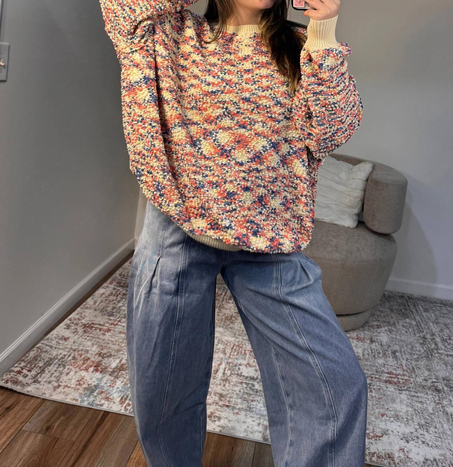 Easel - Bridget Popcorn Knit Multicolor Sweater
