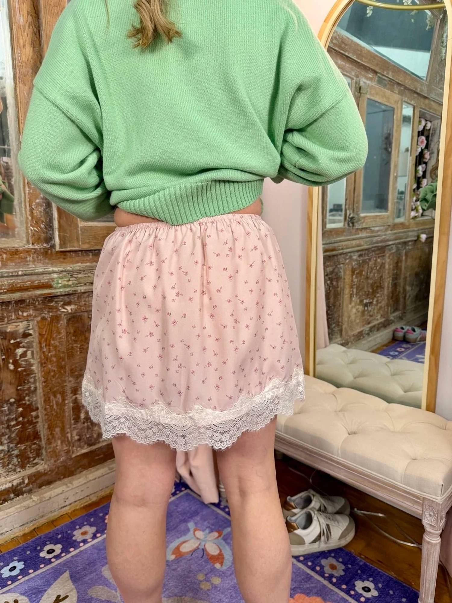 Wishlist - Blushing Petals Lace Trim Skorts