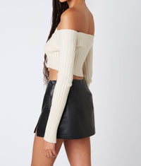 Cotton Candy La - TIE FRONT RIB SWEATER