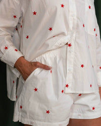 Day + Moon - Star Embroidered Woven Relaxed Shorts