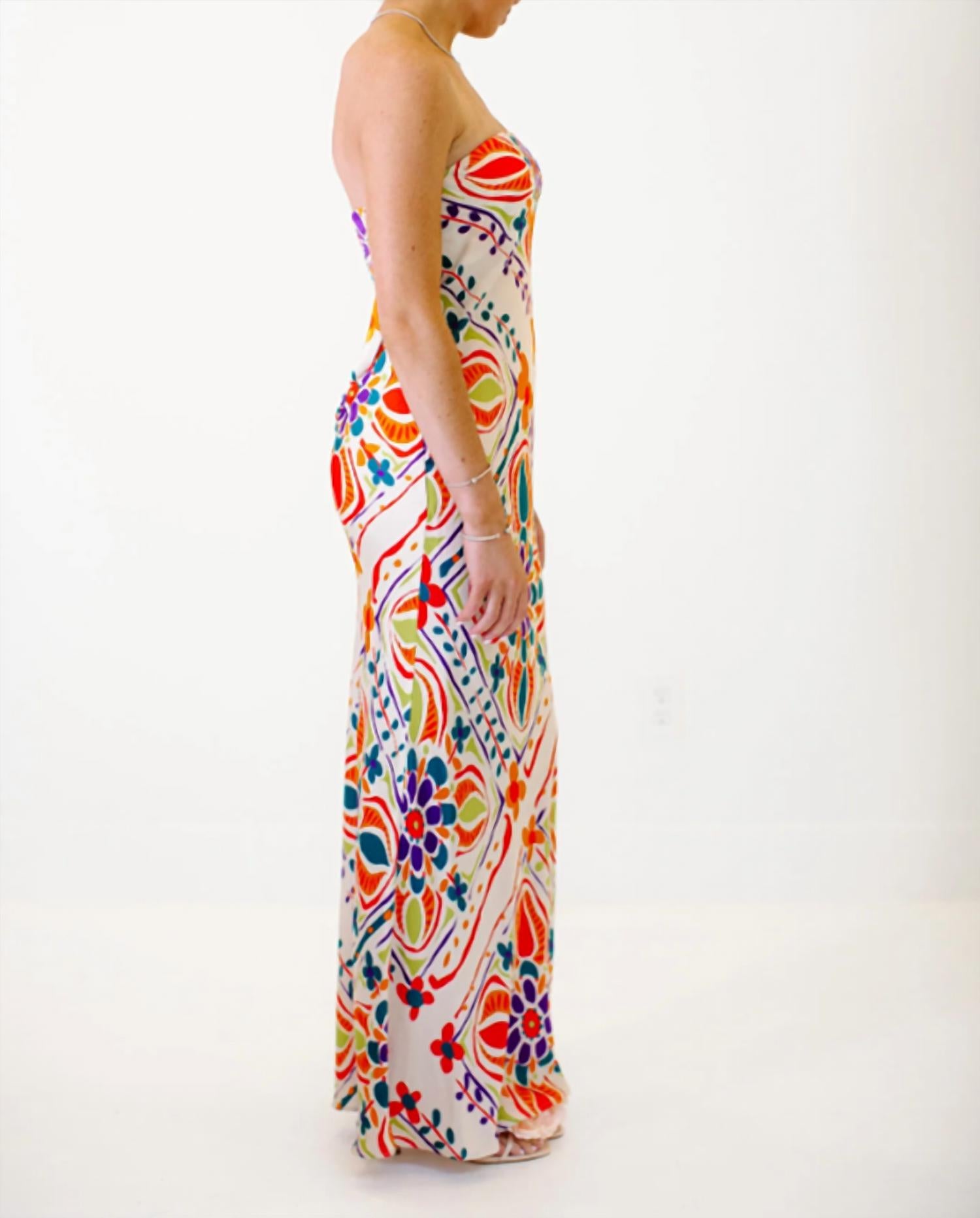 Lavender Brown - Talia Floral Strapless Maxi Dress