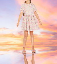 MARLO Girls Charlotte Embroidered Mini Dress in pink - kids' dress