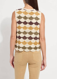 Lysse Faye Crochet Knit Shell Top in multi earth tones - women's tank top - alternate view