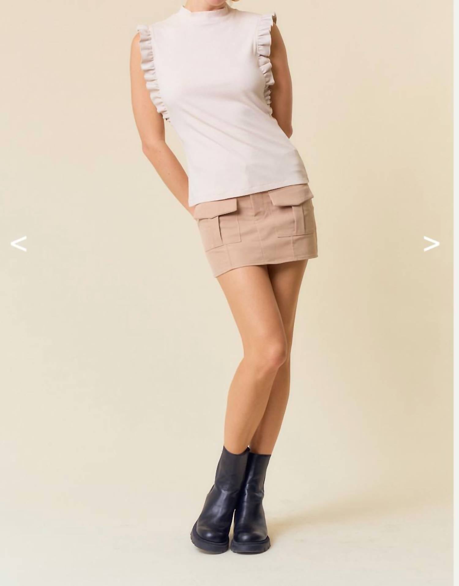 Doe And Rae - Faux Leather Ruffle Tank Top