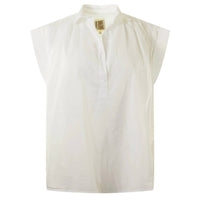 A SHIRT THING Liv Cabo Short Sleeved Shirt in white - women's blouse - detail view