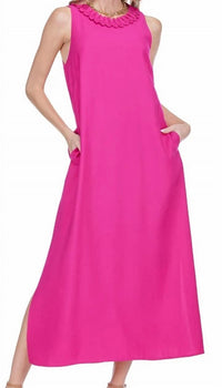 Jade - Zig-zag Trim Neck Dress