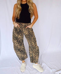 So Me - Animal Print Barrel Jeans
