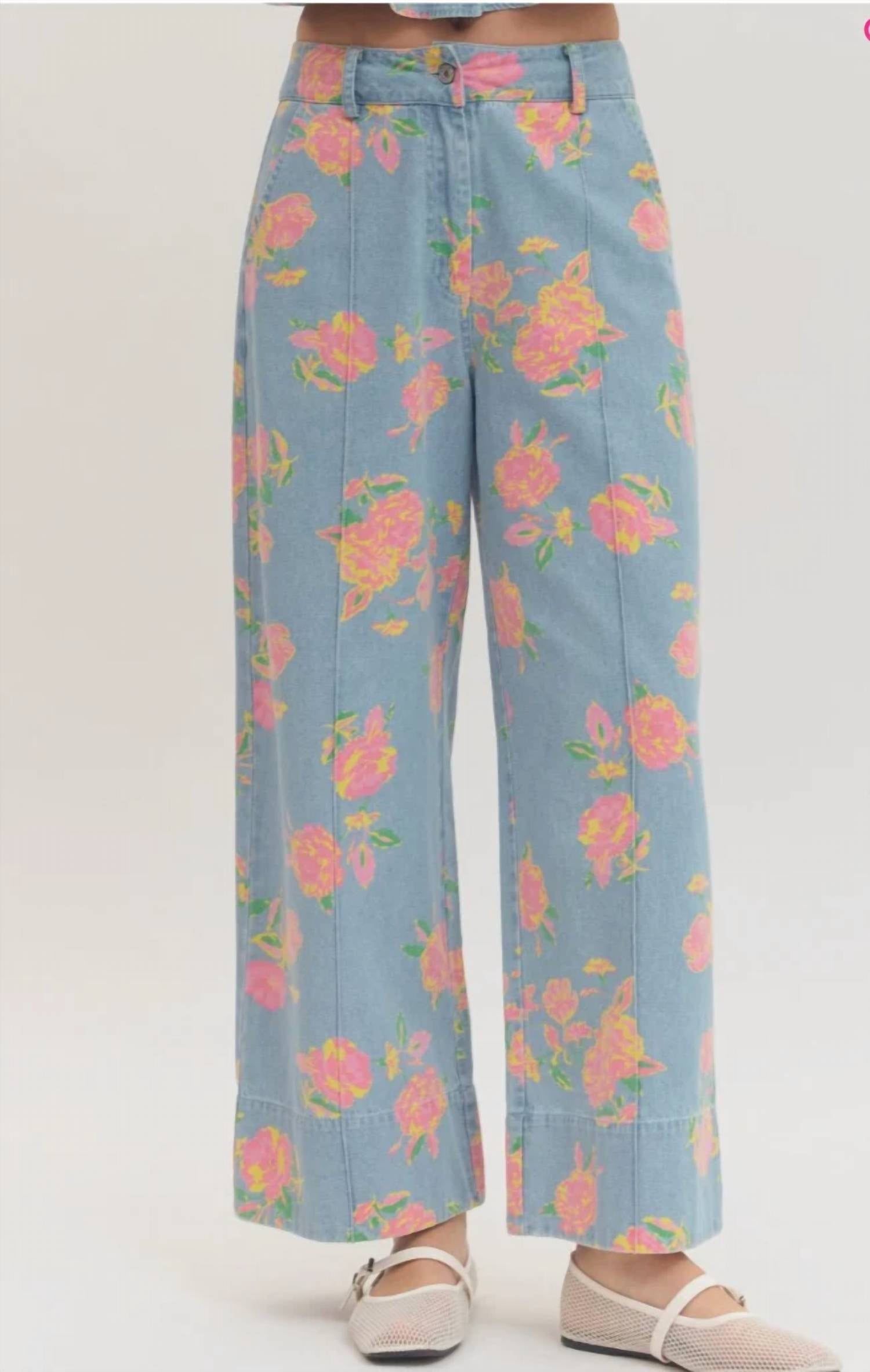 Entro - Women's Floral Denim Pants