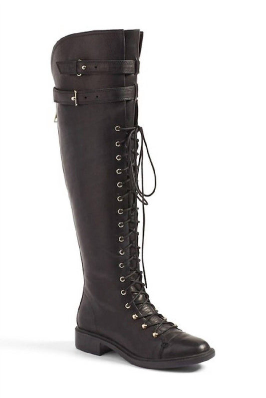 Joie - Women's Gryffin Over the Knee Lace Up Buckle Leather Boots