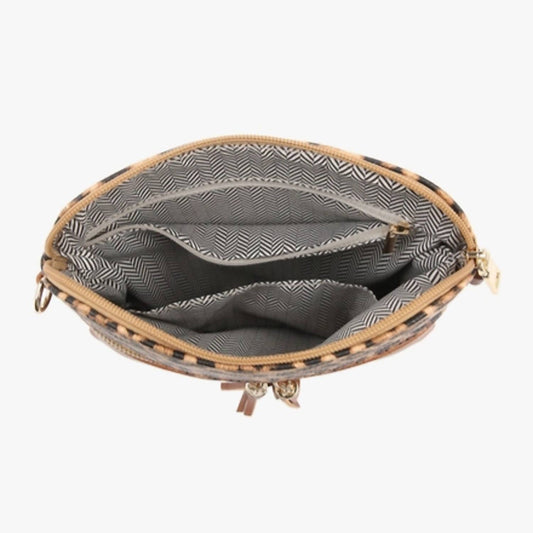 Jen & Co. - Two Tone Crossbody Wristlet Front Zip Pocket Tassels