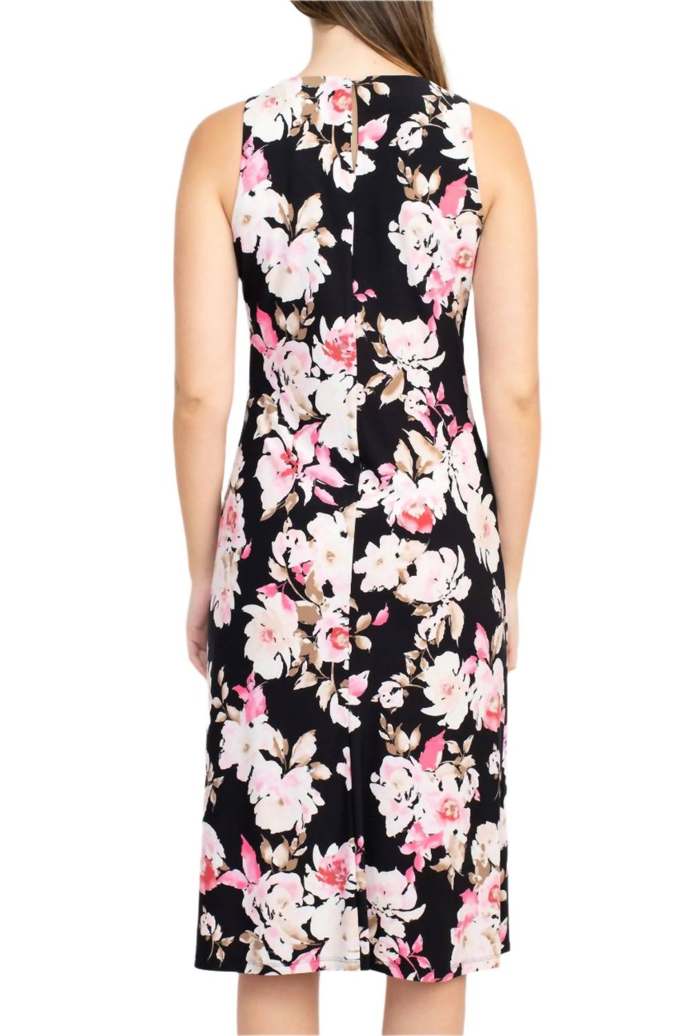 Nine West - Women's Crew Neck Sleeveless Floral Print Dress