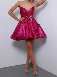 Johnathan Kayne Jeweled Waist Cocktail Dress in magenta - women's dress