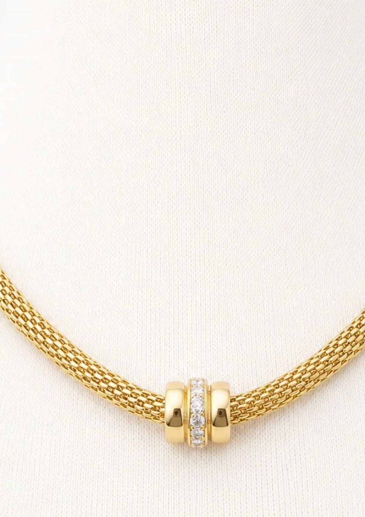No Whining Designing - Women's Mesh Crystal Collar Necklace