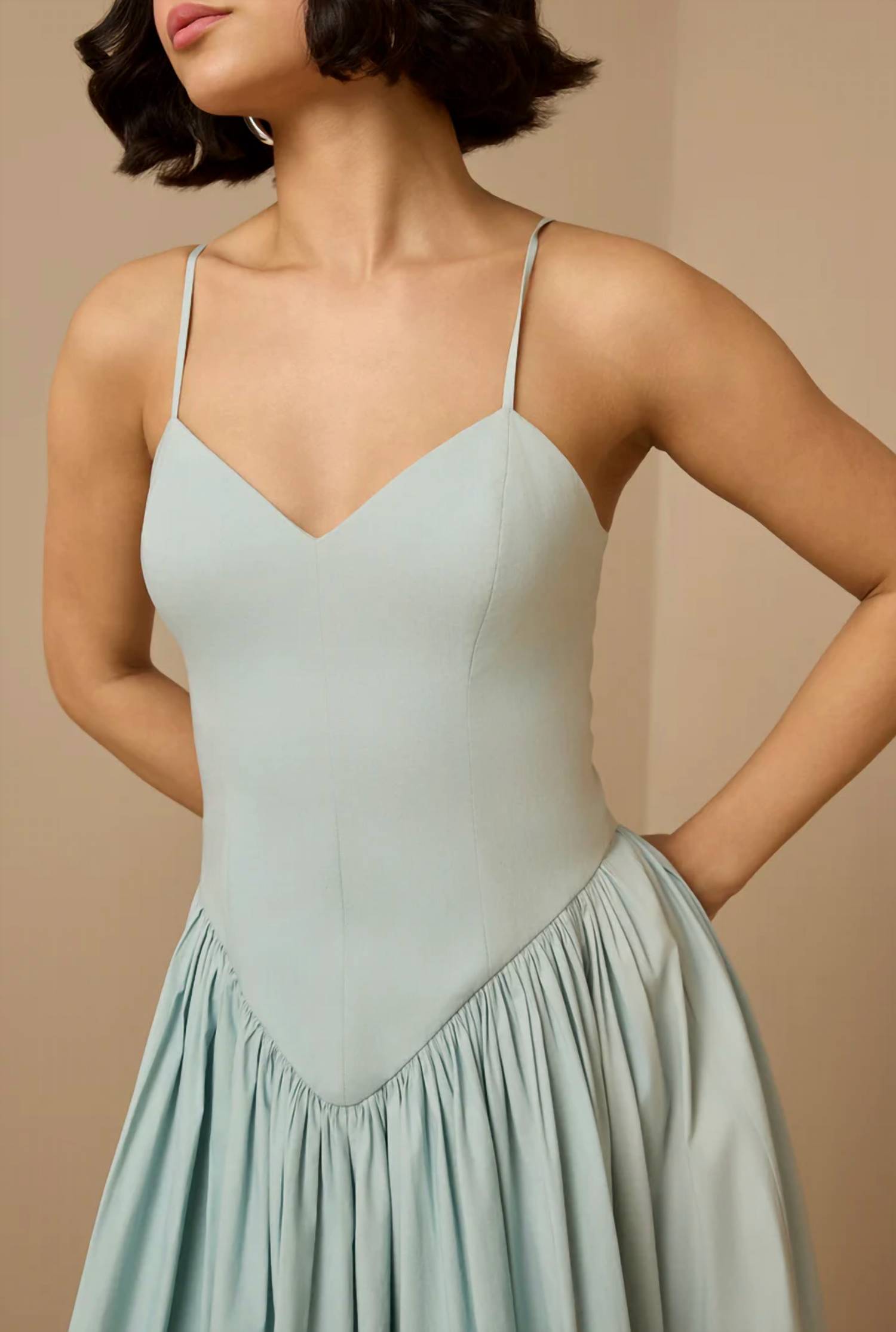 HEMANT & NANDITA NAIN DRESS in light blue - women's dress - detail view