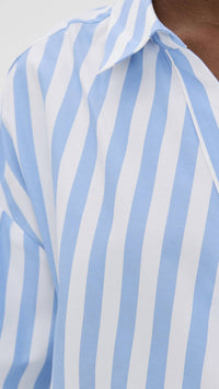 Essentiel Antwerp - Striped Wrap - effect Blouse Shirt - blouses - blue - clothing
