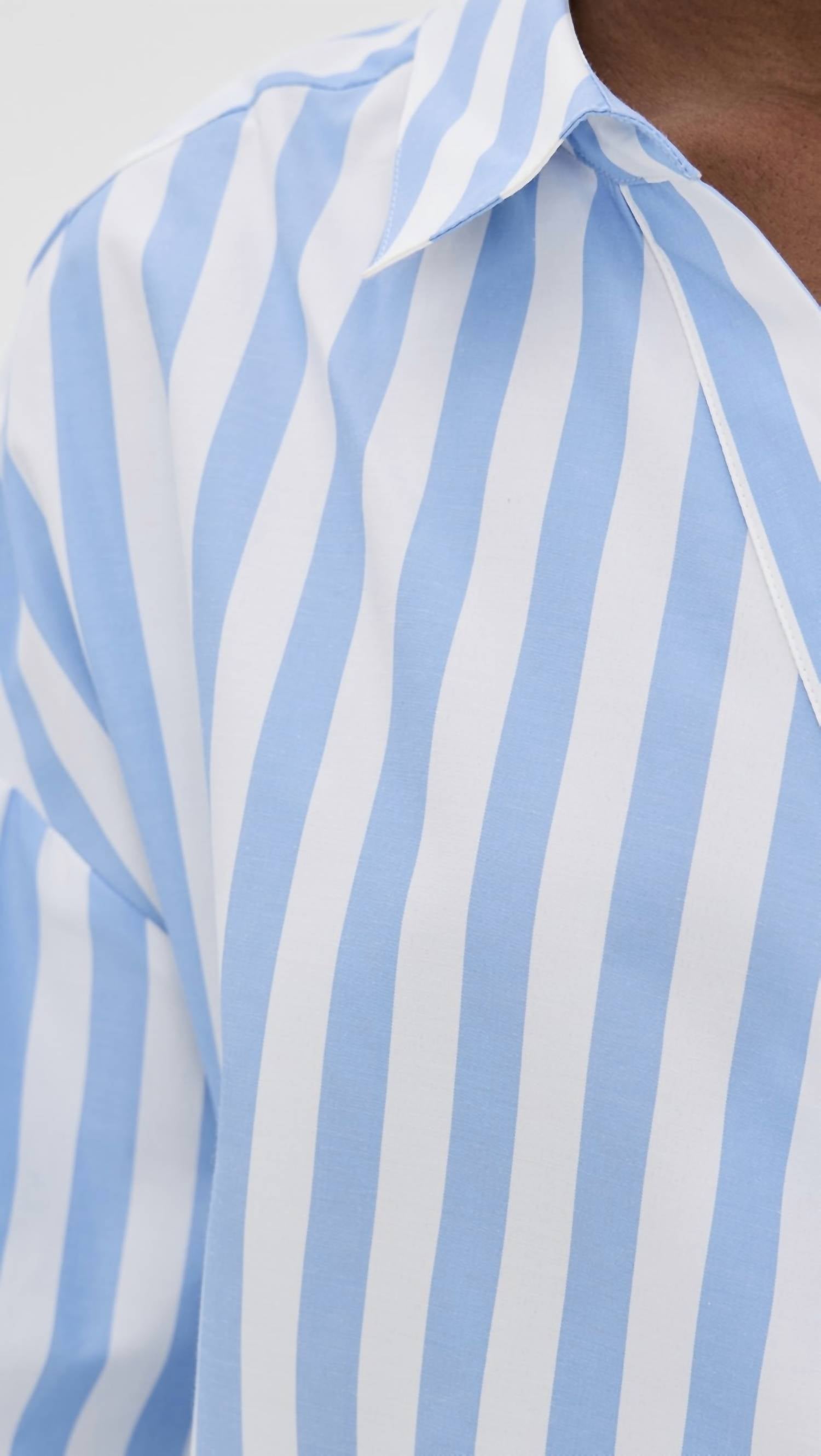 Essentiel Antwerp - Striped Wrap - effect Blouse Shirt - blouses - blue - clothing