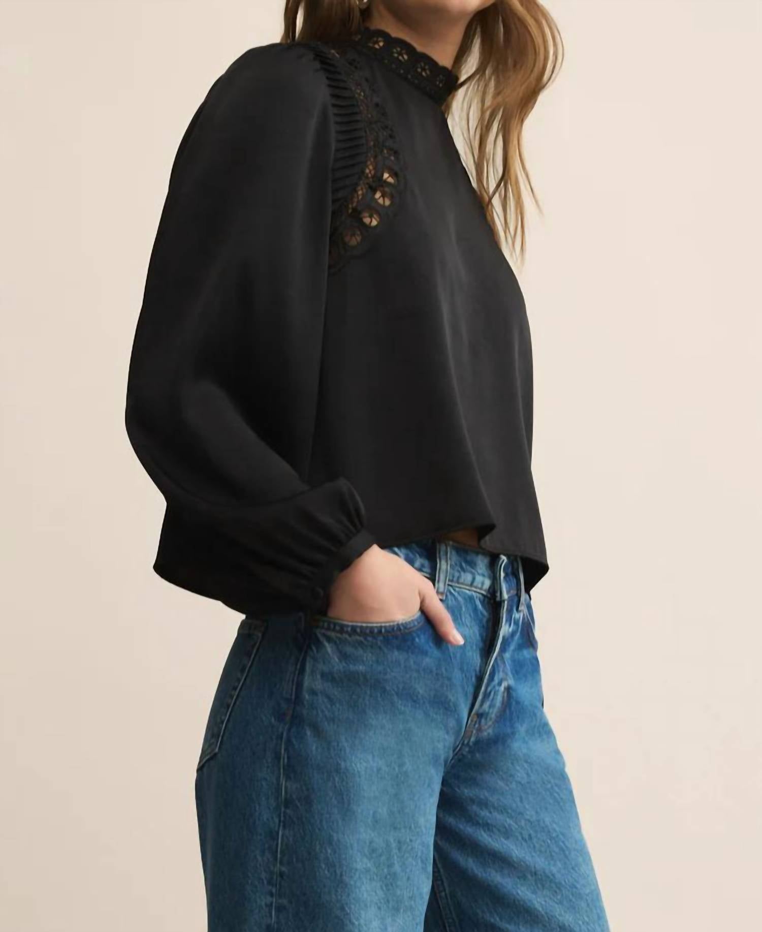 Z Supply - Silvana Mock Neck Embroidered Top