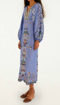 Farm Rio - Embroidery Long Sleeve Midi Dress