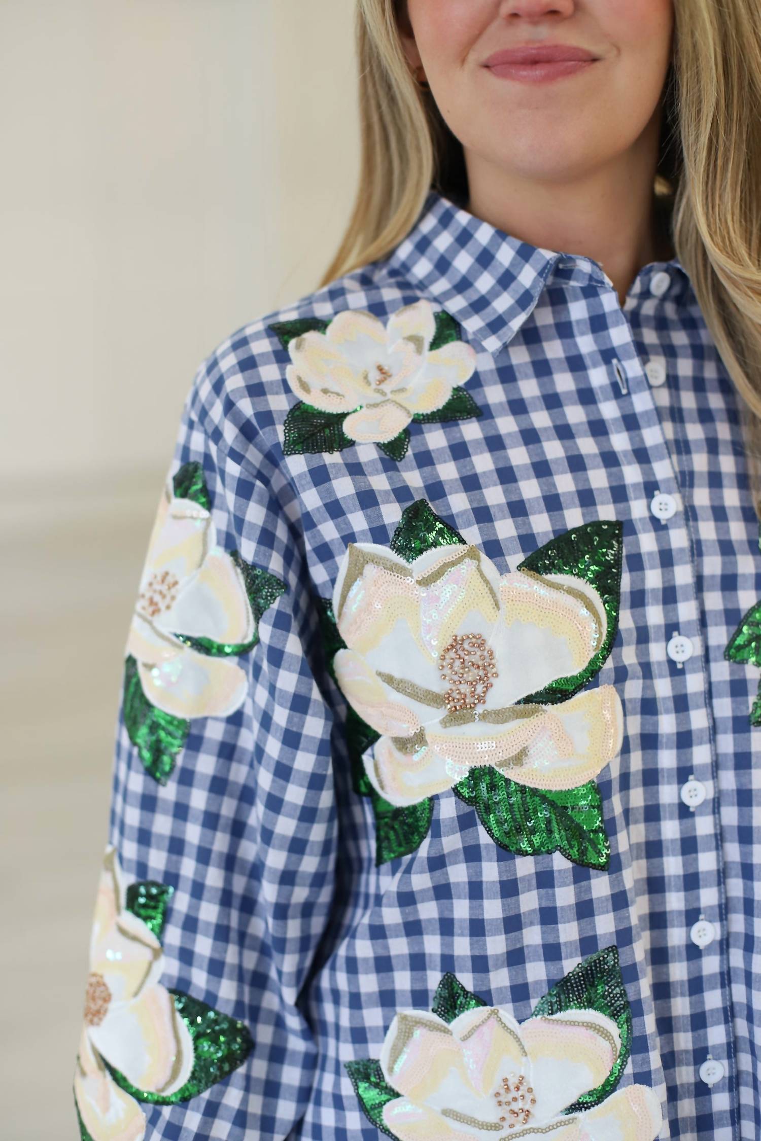 Queen Of Sparkles - Magnolia Button Up Top