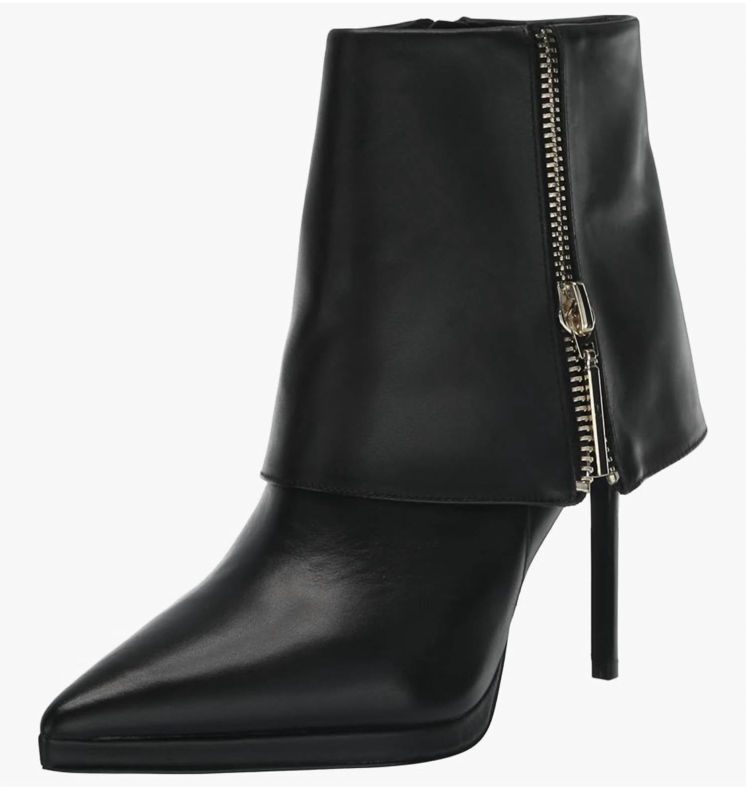 STEVE MADDEN Women's Renee Leather Boots in black - women's shoe - detail view
