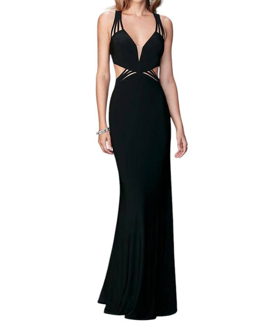La Femme - V Neck Jersey Gown