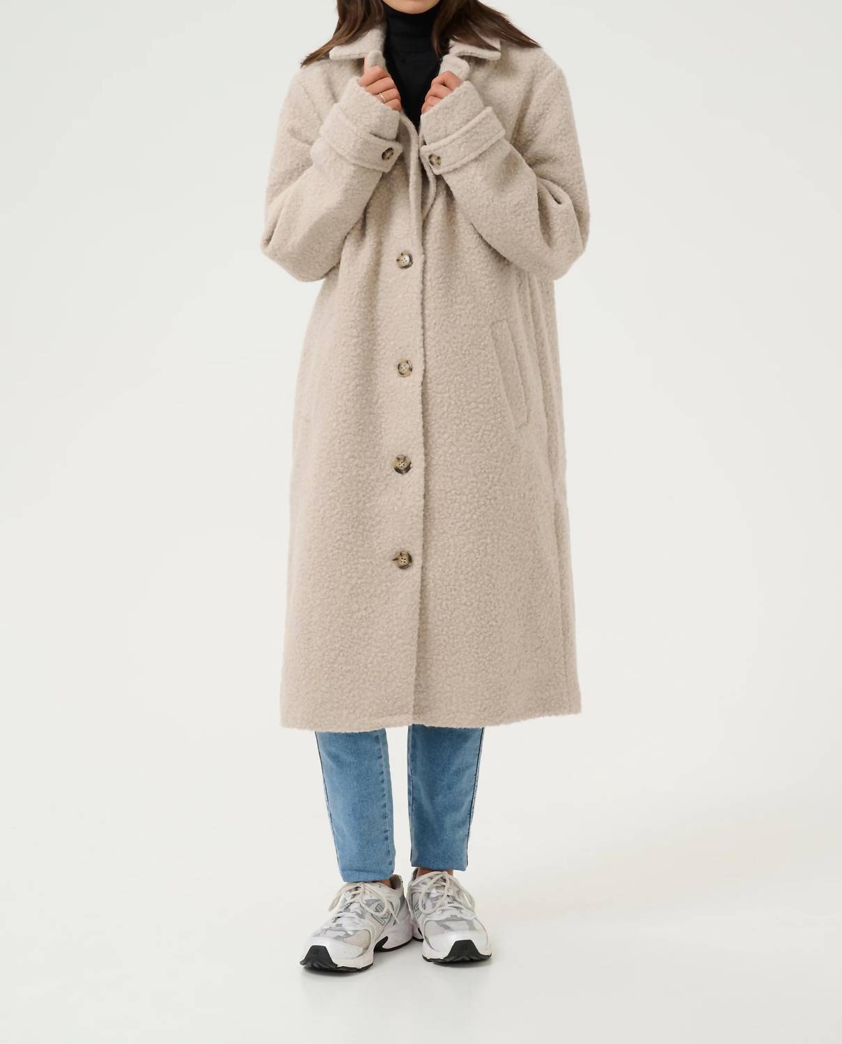 Kaffe - Kaanne Teddy Fabric Notch Lapel Coat