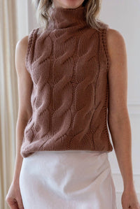 SABLYN Salvia Sleeveless Turtleneck Top in sand - women's sweater