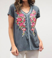 Caite & Kyla - Leona V-neck Tee