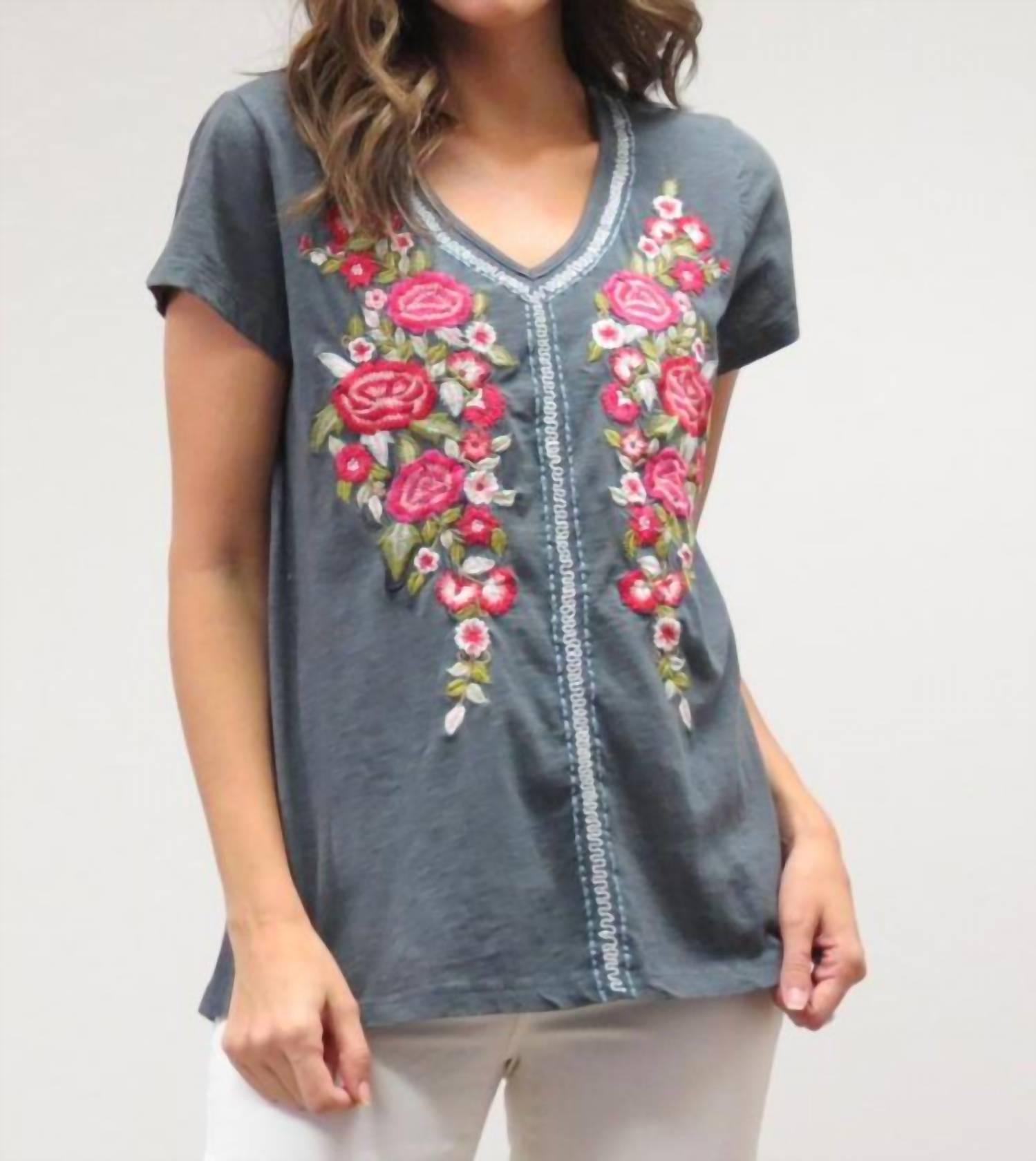 Caite & Kyla - Leona V-neck Tee