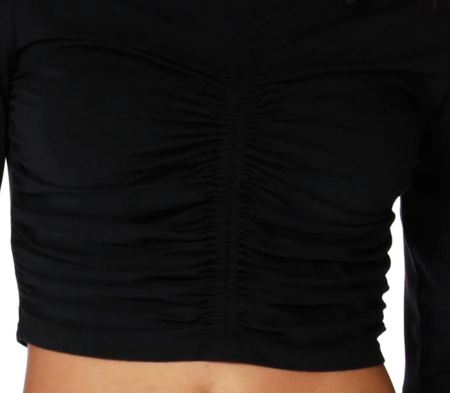 Bobi - Mock Neck Shirred Top
