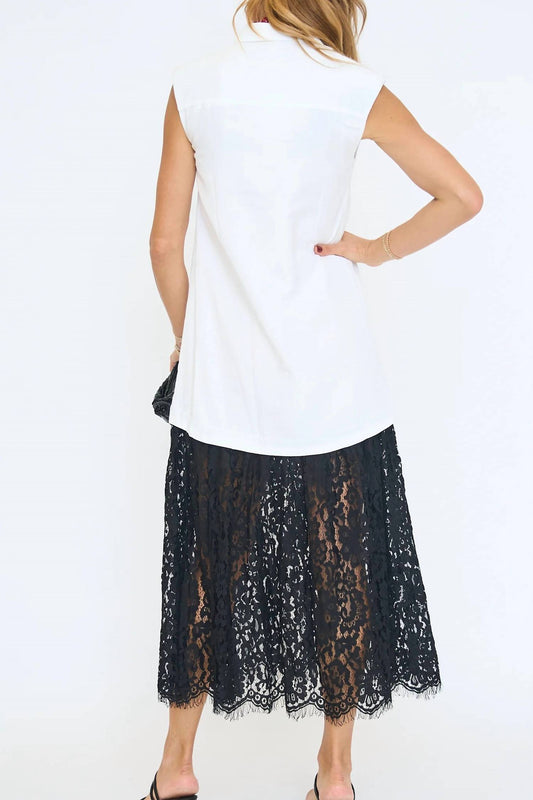 Aureum - Lace Trim Shirt Dress