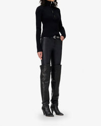 IRO Ambra Half Zip Ribbed Sweater in black - women's sweater - alternate view