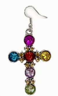 Southern Grace - Women's Crystal Cross Drop Earrings
