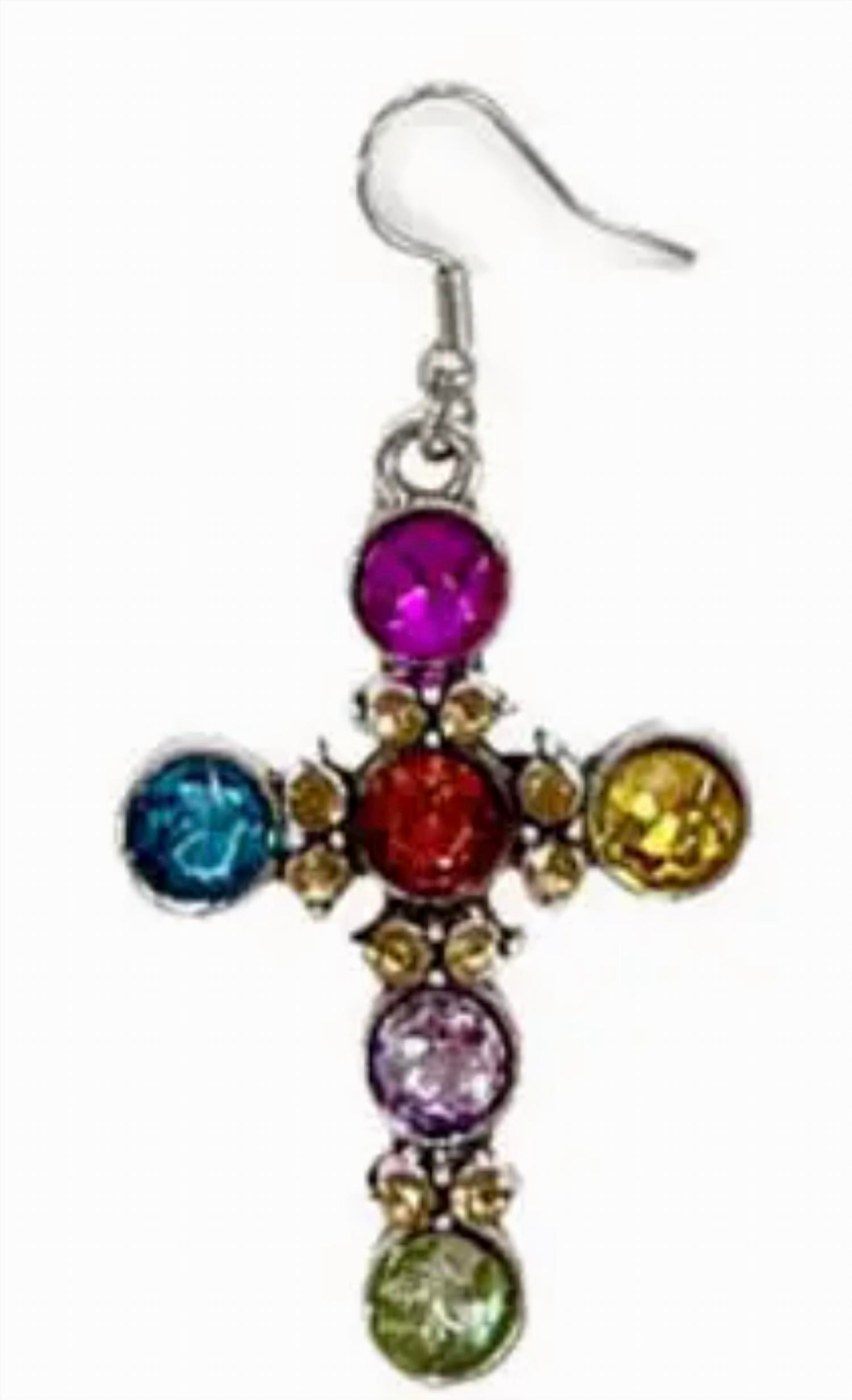 Southern Grace - Women's Crystal Cross Drop Earrings