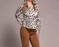 Tribal - Long Sleeve Crew Neck Top With Shirttail
