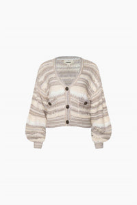 L'Agence Harriet Long Blouson Sleeves Cardigan in natural multi - women's cardigan - view 4