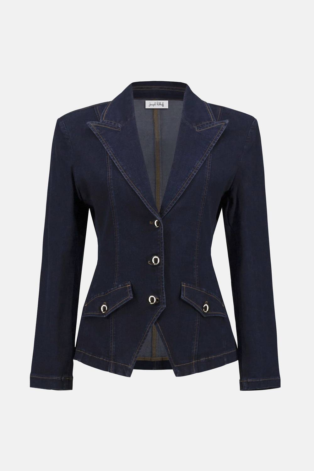 Joseph Ribkoff - September Stretch Denim Fitted Blazer With Gold Buttons
