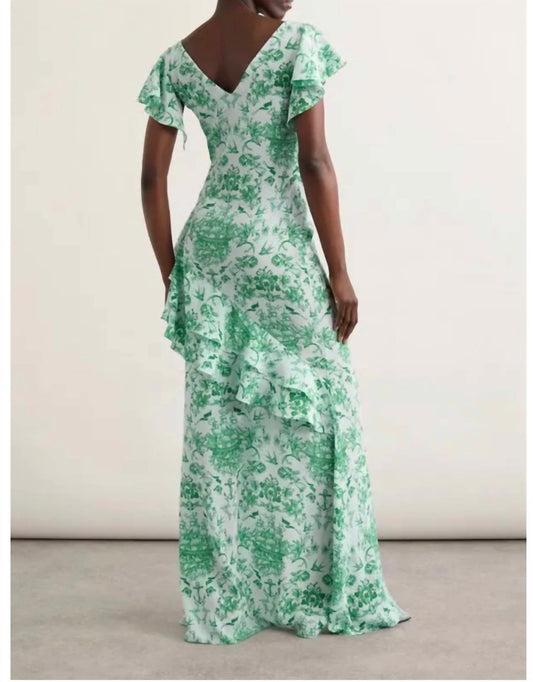 Alexander Mcqueen - Silk Sailor-tattoo Ruffle Maxi Dress