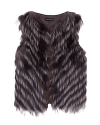 SOLISLUNAE Fox Fur Vest in grey - women's jacket - view 4