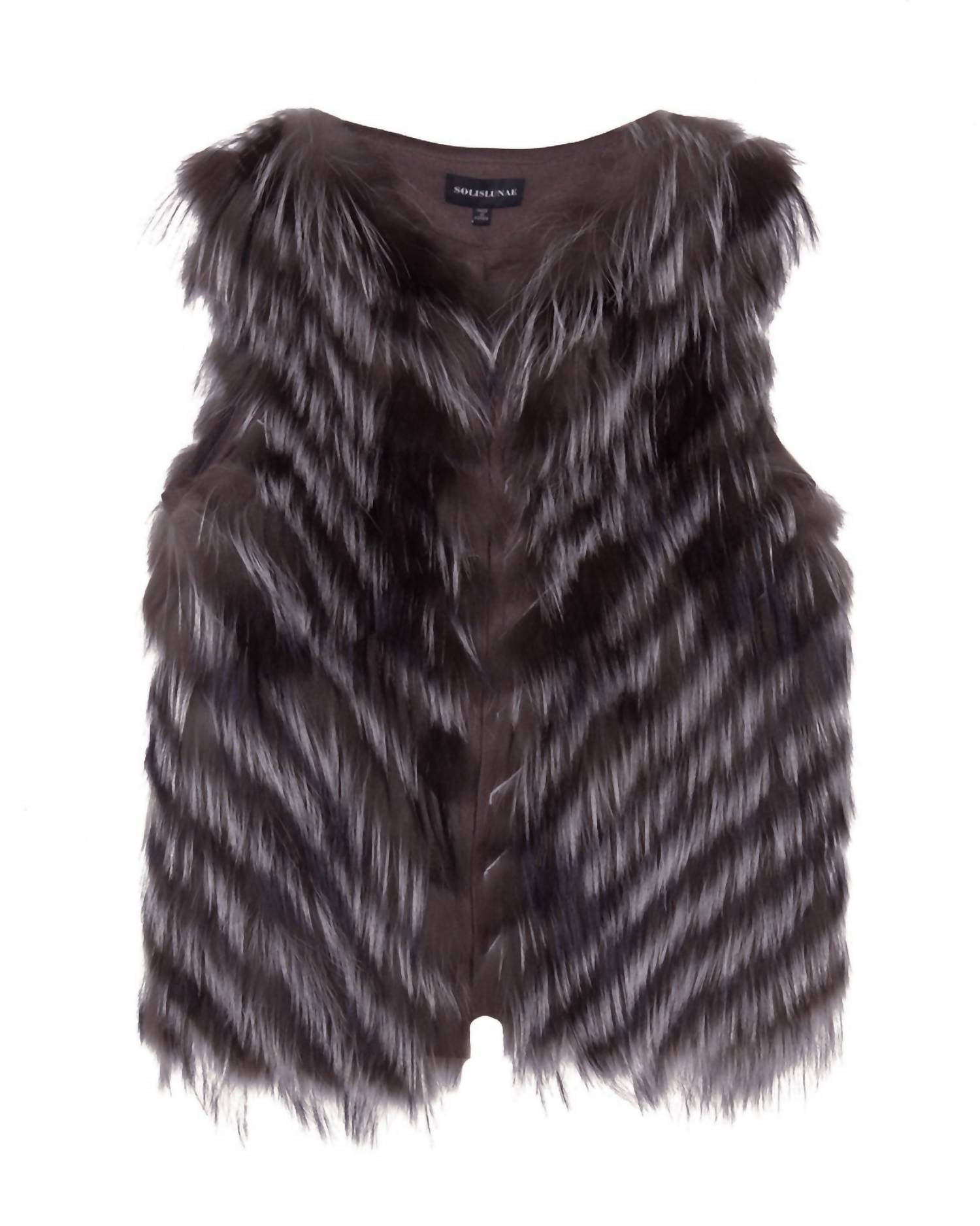 SOLISLUNAE Fox Fur Vest in grey - women's jacket - view 4