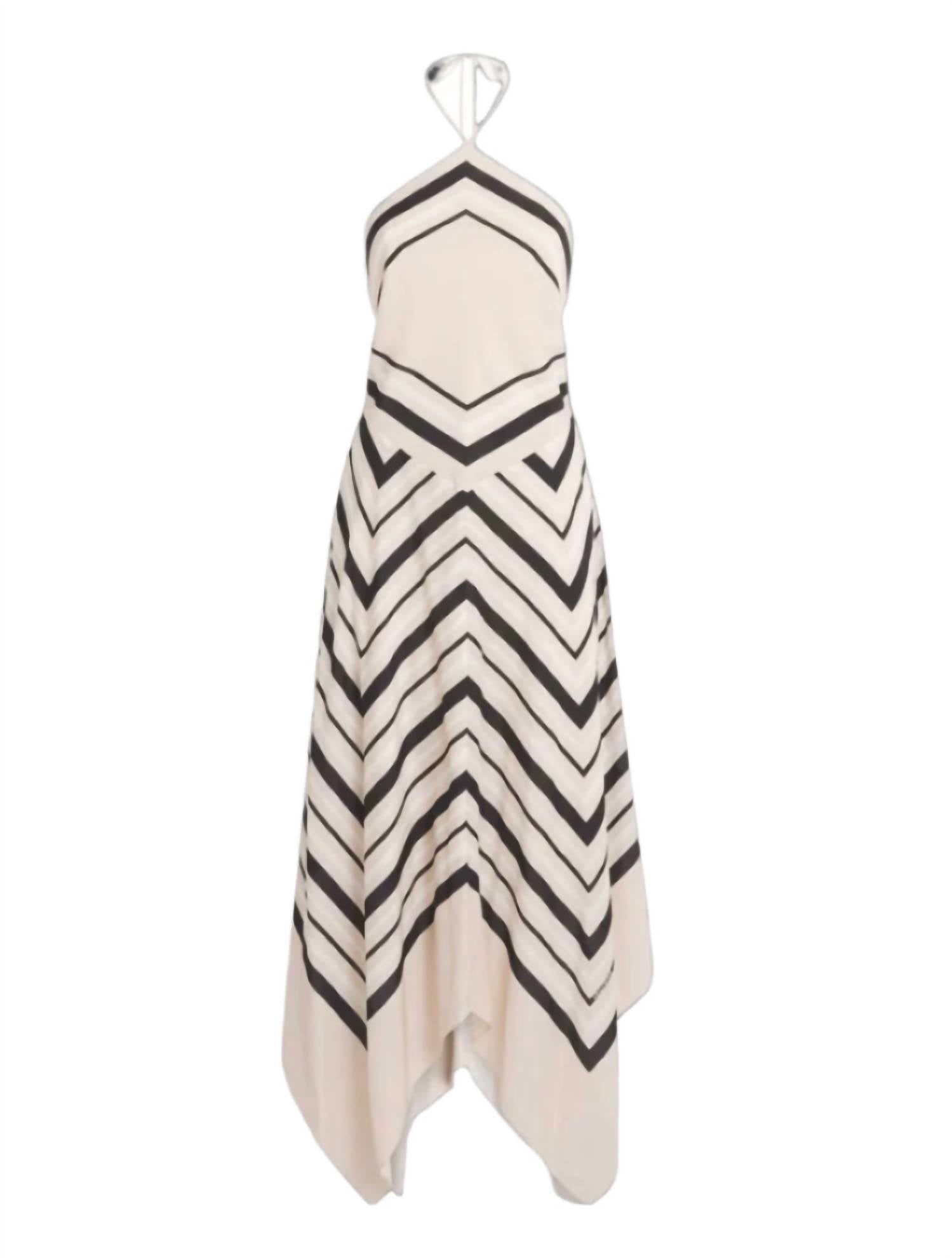 SIMKHAI Hera Halter Midi Dress in sand stripe - women's dress - view 4