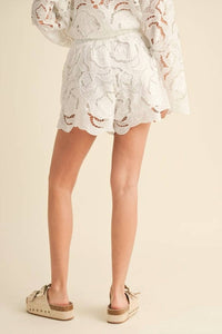 Miou Muse - Floral Eyelet Pattern Shorts