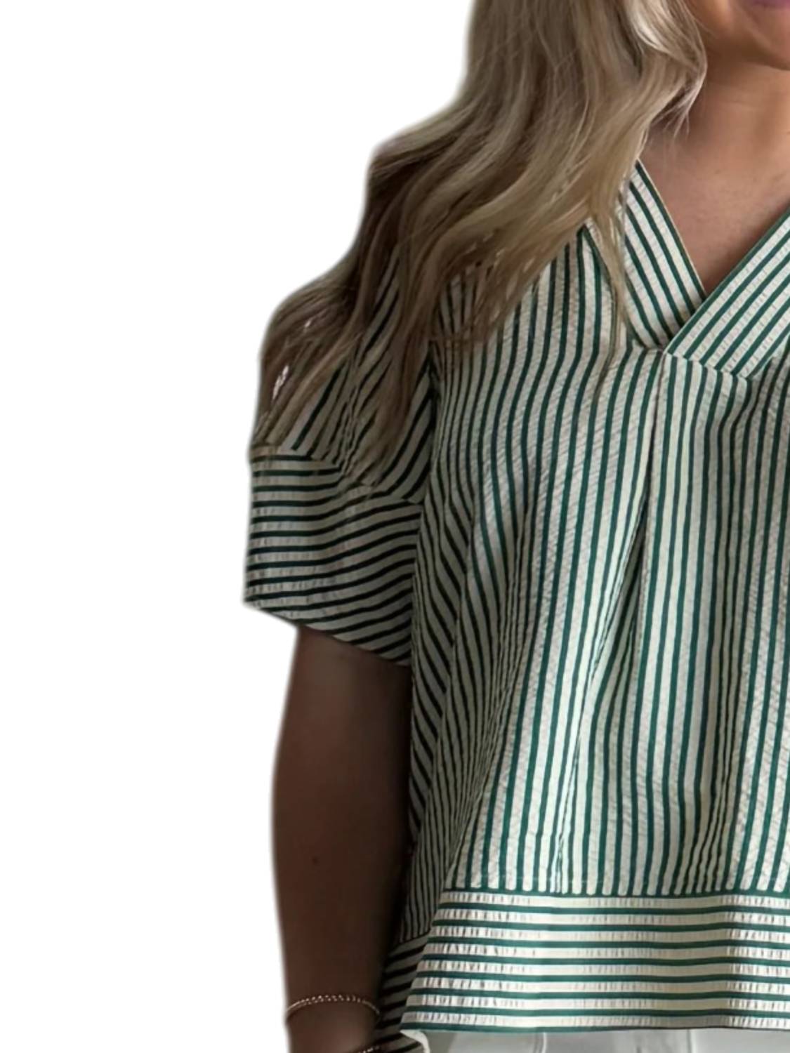 Entro - Count On You Striped V Neck Top