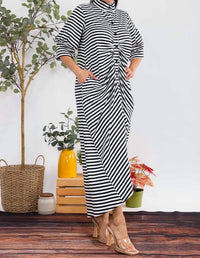 Karen T Design - Button Down Stripe Midi Dress