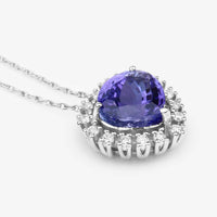 Diana M Jewels Women's Heart Natural Tanzanite Pendant Necklace (3.25 Ct) - Signature Plus in 14k white gold - women's jewelry - detail view