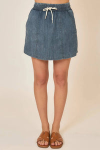 Cozy Casual - Soft Washed Denim Skort